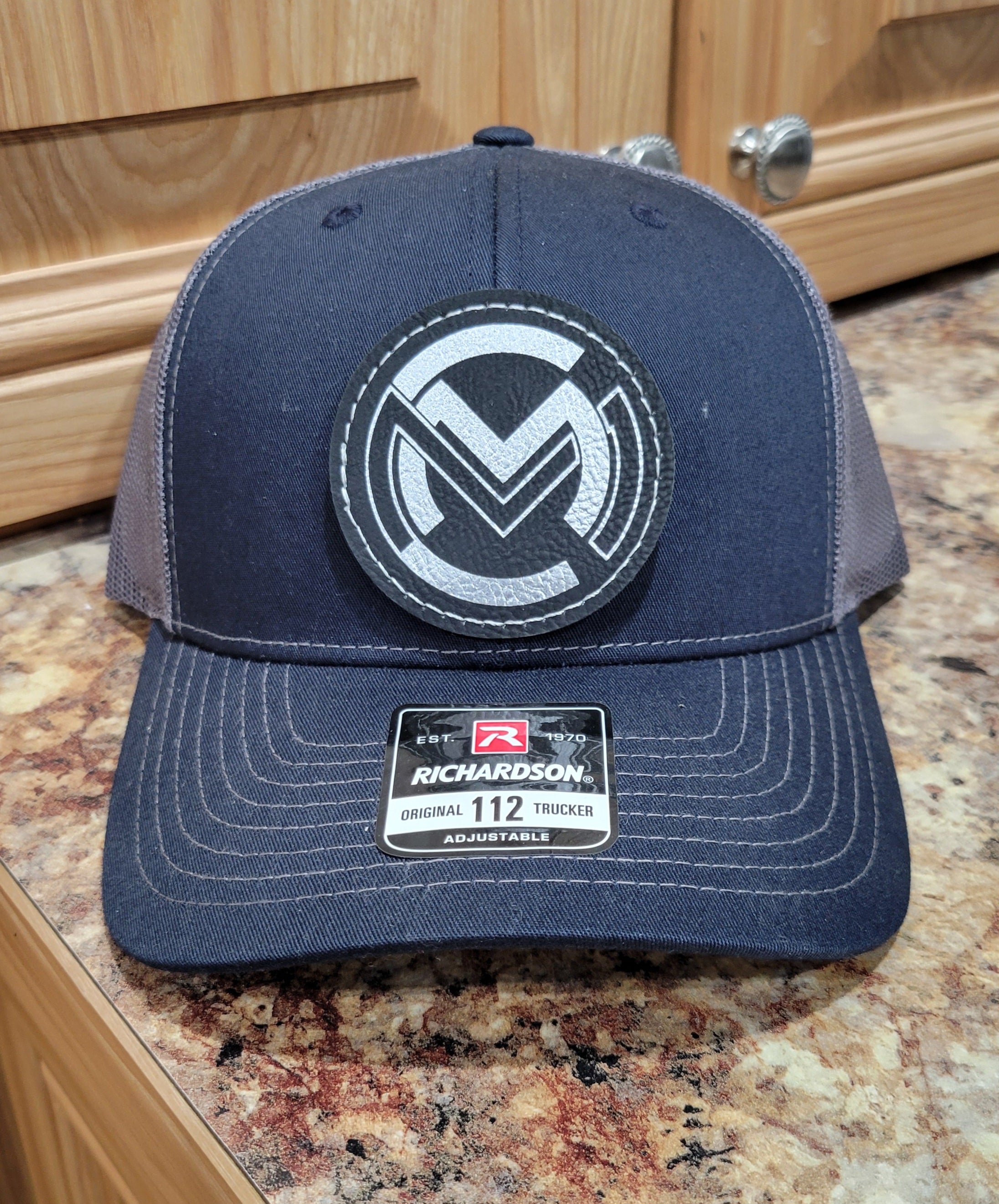 Customized Hats - Richardson 112 with round leatherette patch