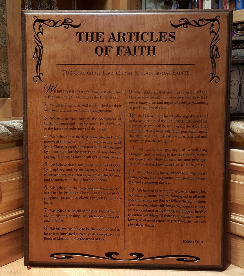 The Articles of Faith plaque