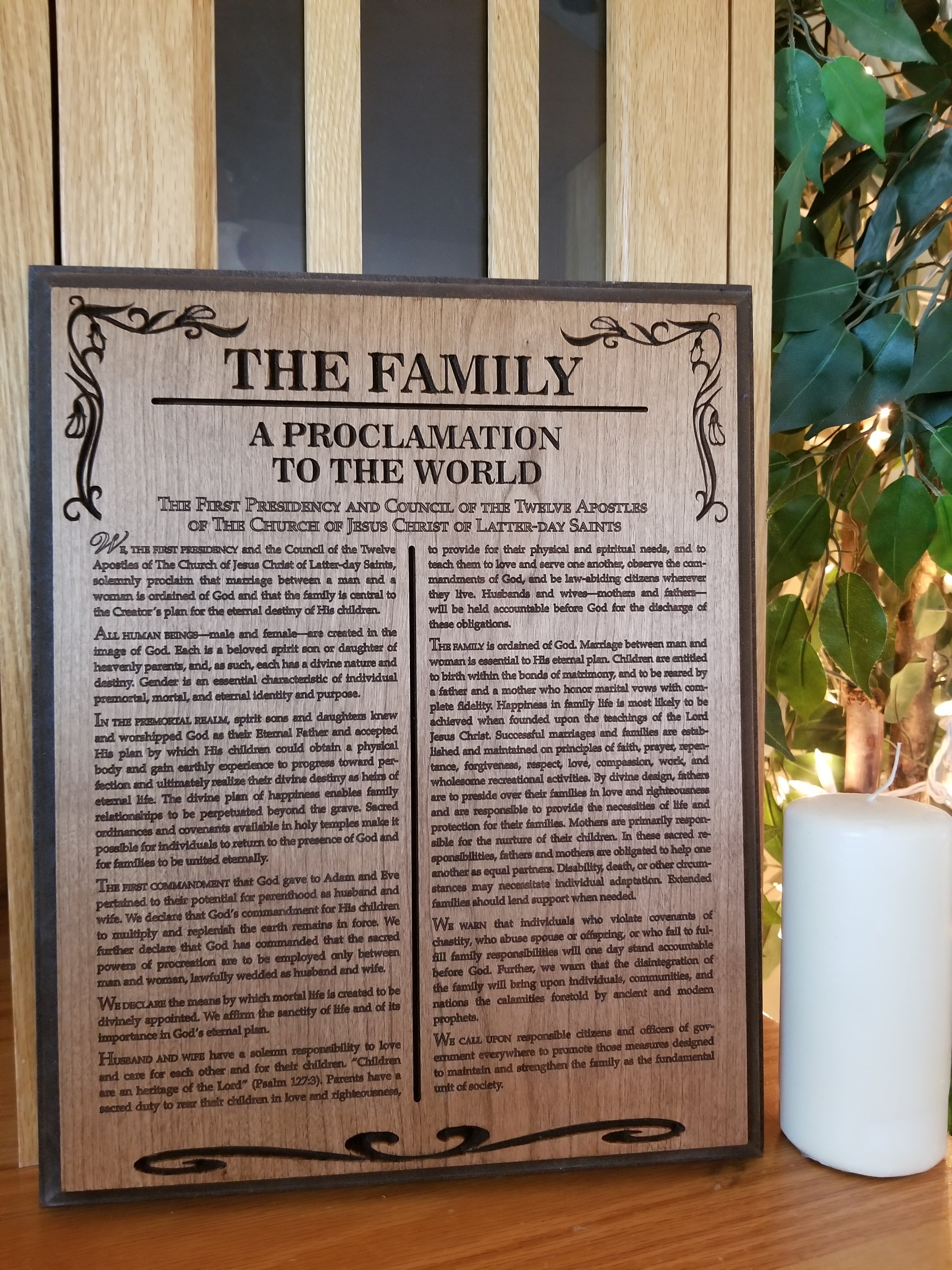 Small Family Procamation Plaque