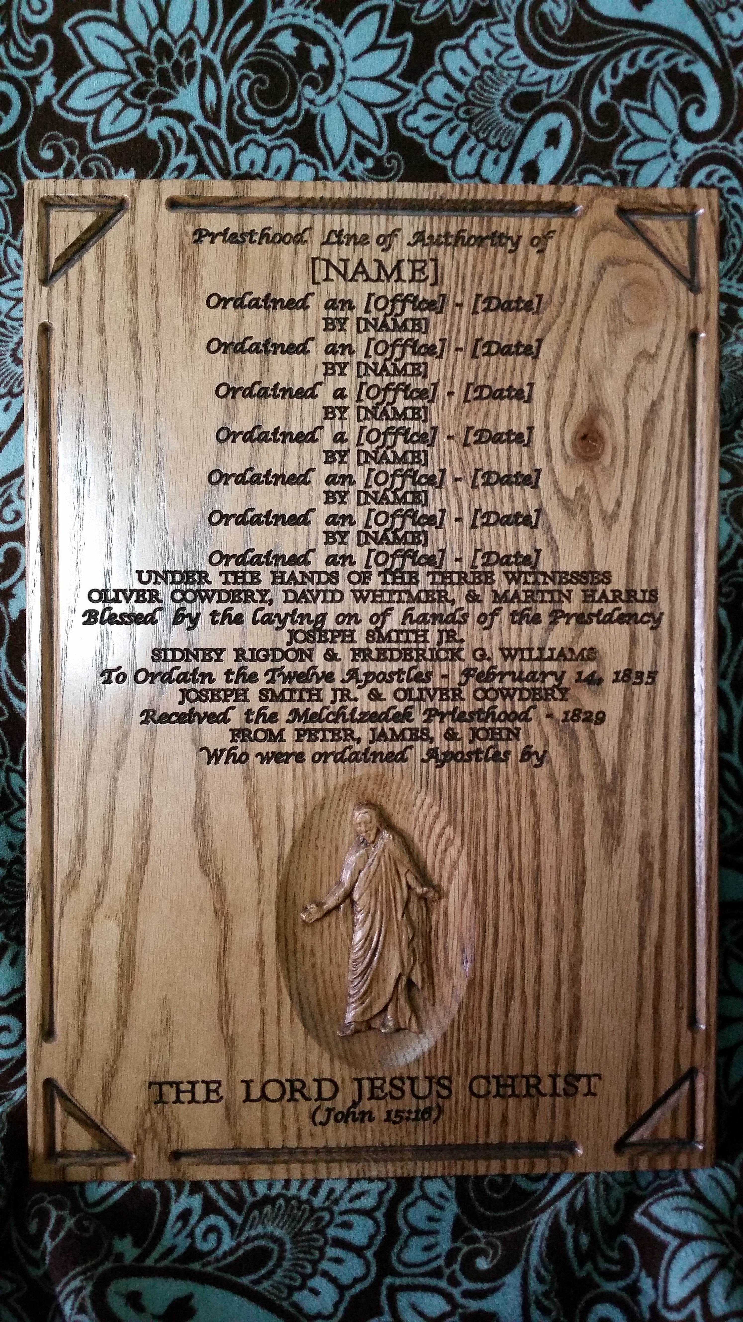 Priesthood Line of Authority Plaque